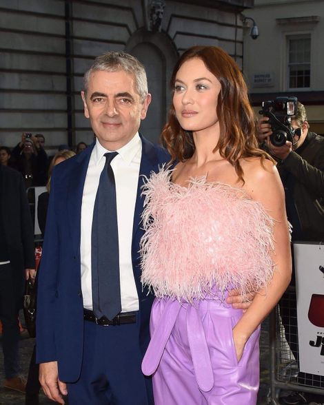 Olga Kurylenko on the red carpet with Rowan Atkinson 