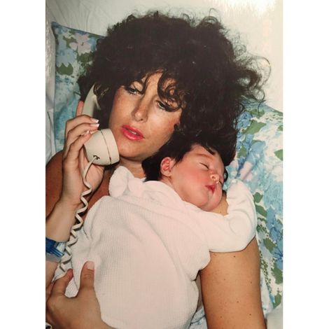 Elizabeth Gillies at the day of her birth with mother Pamela Gillies. 