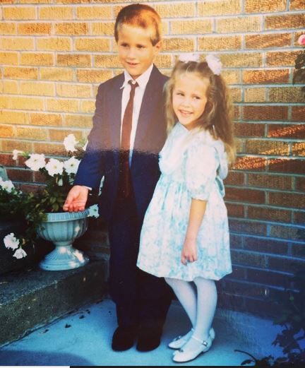 Kay Adams and her brother during their childhood days