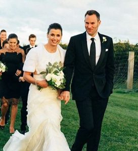 Andrew Frankel on the day of his wedding with his wife, Bridget Moynahan