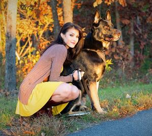 CinCinBear posts a picture with a German Shepherd Dog