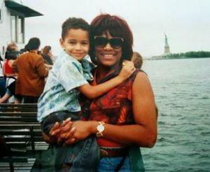 Elliot Knight with his mother during his childhood