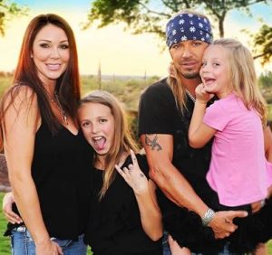 Kristi Gibson with her ex-fiance, Bret Michaels and their two children
