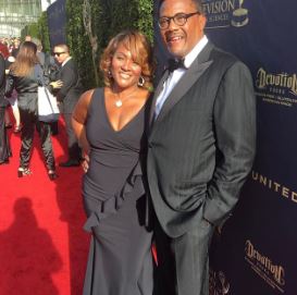 Linda Reese with her husband, Greg Mathis during an event