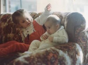 Stana Katic with her brother in her childhood