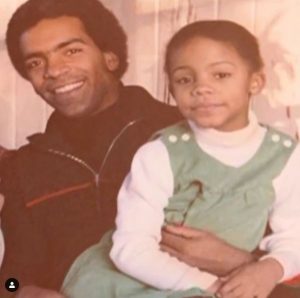 Photo of Stan Lathan with his daughter in his mid-twenties.