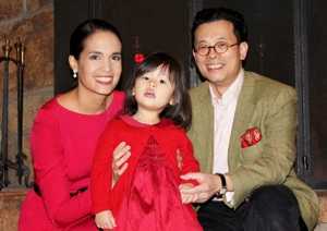 Kristie Lu Stout with her husband and daughter Arabella