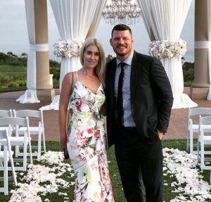 Rebecca Bisping during her wedding with husband, Michael Bisping at The Resort At Pelican Hill