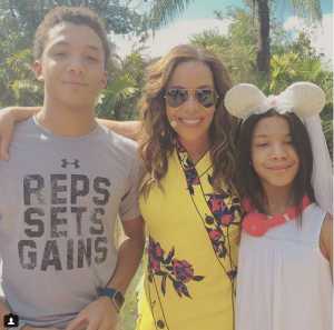 Sunny Hostin pictured with her children at Disney's animal kingdom in March 2017 
