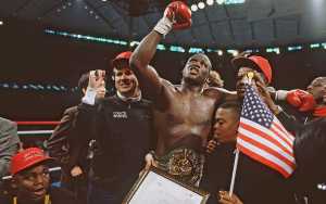 Buster Douglas holding Heavy Weight Title 