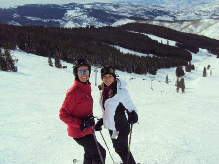 Kellie DeMarco skiing with her mother
