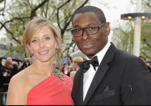 Kristy Handy with her husband, David Handy during an event