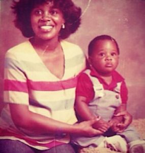 Childhood photo of Michael James Scott with his mother.