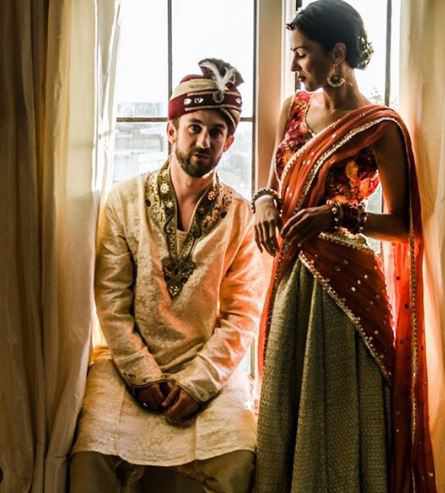 Annet Mahendru with her husband, Lucian Gibson at the time of their wedding.