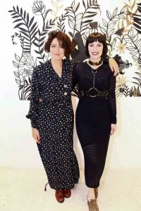 Anna Chancellor and her daughter, Poppy at Poppy's first solo exhibition, Cut and Thrust.