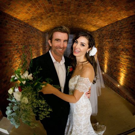 Sharlto Copley and his wife in their wedding day