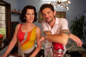 Gabriele Corcos with his wife in the kitchen.