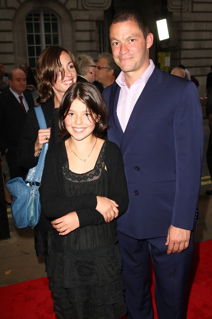 Dominic West with his girlfriend and daughter