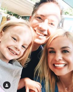 Jessica Collins with her husband, Michael Cooney and her daughter, Jemma Kate.
