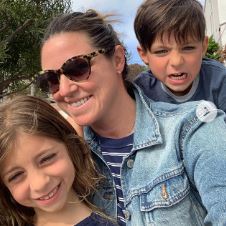 Courtney Hazlett and her children in point dume, Malibu