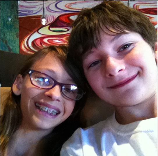 Childhood photo of Jared Gilmore with his twin sister, Taylor.   