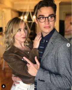 Audrey Whitby in arms of her boyfriend, Joey Bragg.