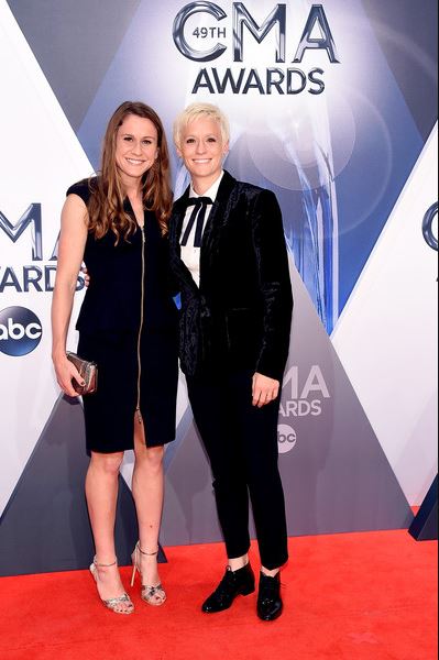 Megan Rapinoe and her ex-partner, Sera Cahoone attend the 49th annual CMA Awards at the Bridgestone Arena on 4th November 2015, in Nashville, Tennessee.