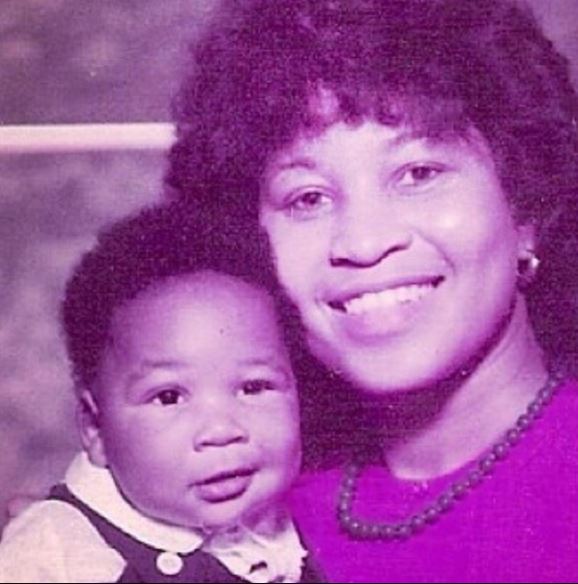 Childhood photo of Marcus Spears with his mother.