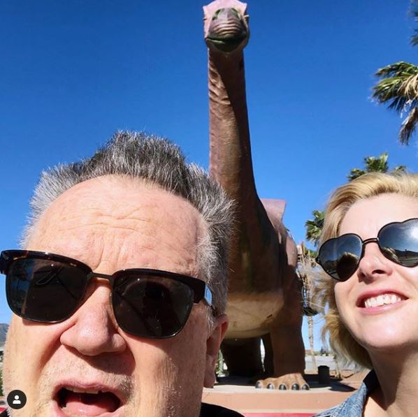 Robert Rist and his future wife, Ali Riseling Thomas in Cabazon Dinosaurs.