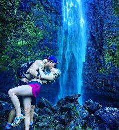 Lucas Adams and his girlfriend, Shelby Wulfert sharing the love in the water falls.