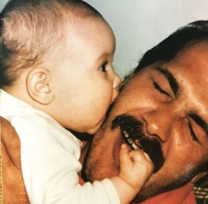 Childhood photo of Lauren Koslow with her father.