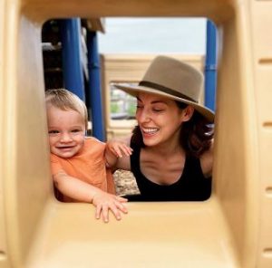 Martha Harms with her nephew