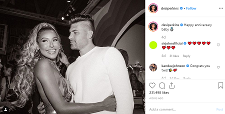 Desi Perkins and her spouse on their 7th wedding anniversary 