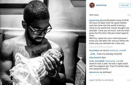 Azurie Irving in the arms of Kyrie,