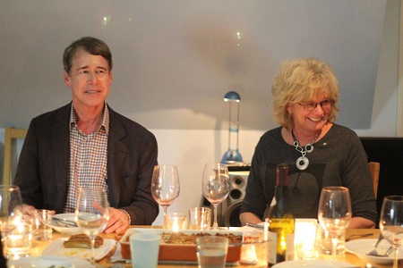 Linda Schuyler and husband having a dinner