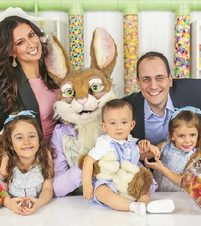 Julie Banderas with her husband and children