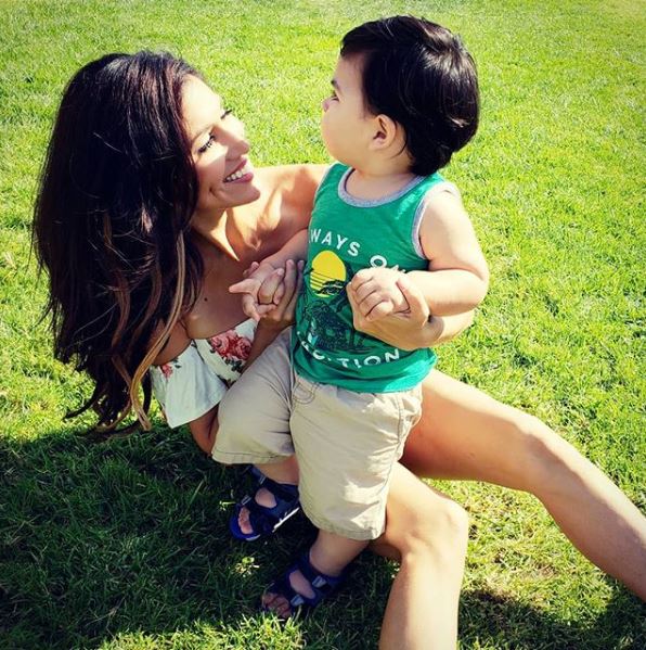 Mary Castro playing with her son in Redondo Beach, California on 26th August 2018.