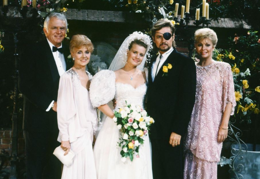 Peggy McCay arrived at the Days of Our Lives co-stars' wedding ceremony.