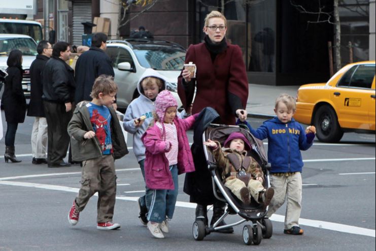 Photo of Cate Blanchett walking in NoHo along with her kids including Dashiell John.