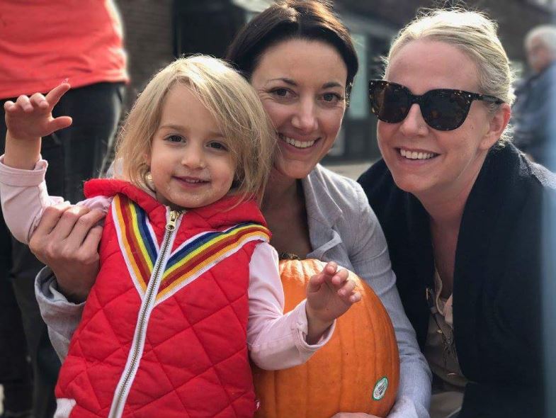 Zoie Palmer and her partner, Alex Lalonde with their son.