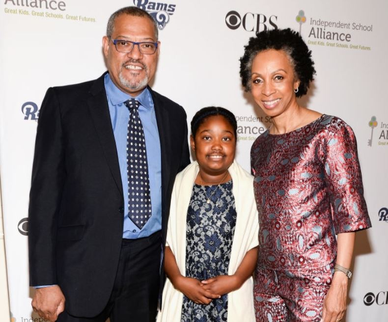 Delilah Fishburne with her father, Laurence Fishburne and Nina Shaw attended the Independent School Alliance Impact Awards at the Beverly Wilshire Four Seasons Hotel on 20th April 2017, in Beverly Hills, California.