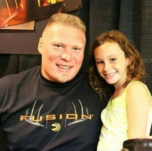 Childhood photo of Mya Lynn Lesnar with her father.