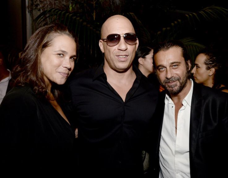 Samantha Vincent with her brother, Vin Diesel and Jordi Molla at the premiere of Riddick at The W Hotel on 28th August 2013, in Los Angeles, California.