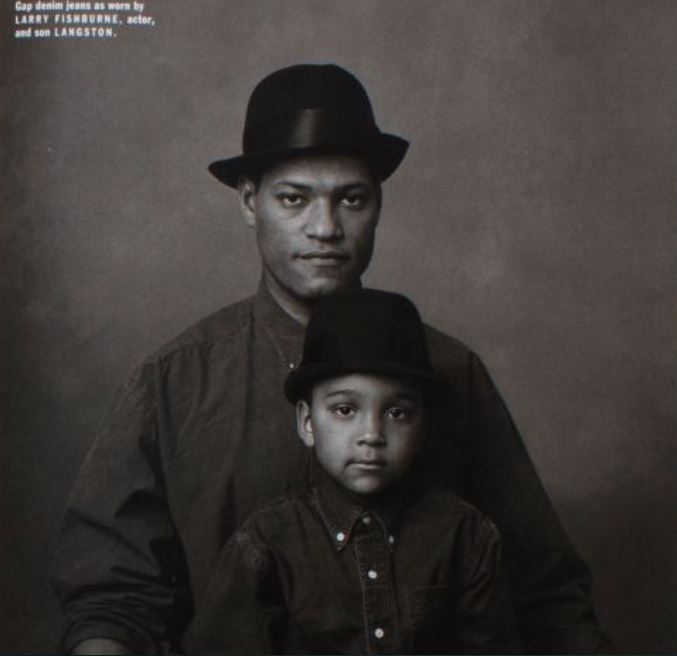 Childhood photo of Langston Fishburne with his father.