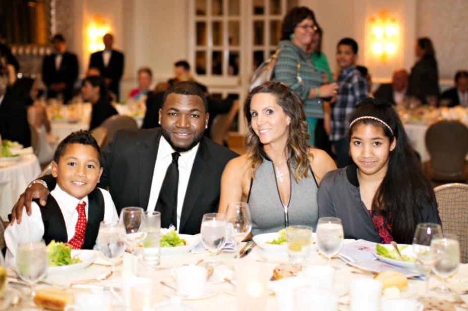 David Ortiz having dinner with his wife and kids.