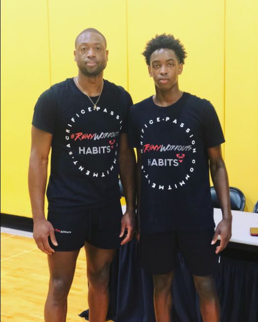 Zaire Blessing Dwayne Wade playing basketball with his father, Dwayne Wade.