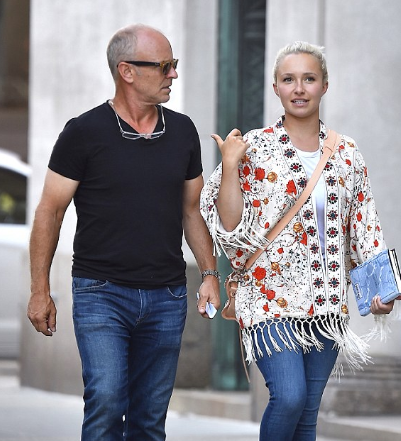 skip panettiere walking in the street along with his daughter 