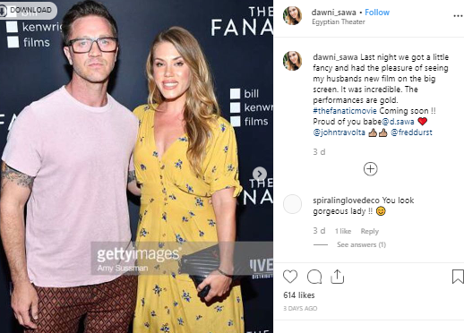 The 40 years old actor Devon Sawa in the red carpet along with his wife