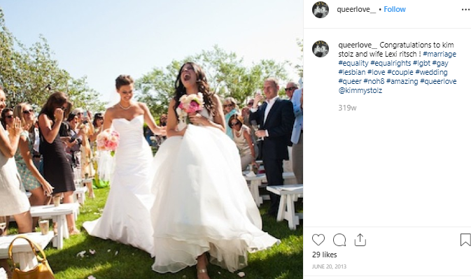 Kim Stolz and her partner in their wedding day