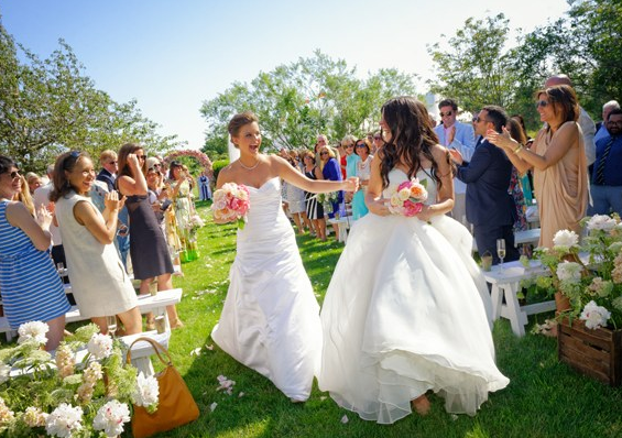 Kim Stolz and her partner in their wedding day